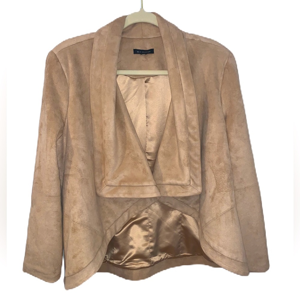 H By Halston Faux Suede Open Jacket